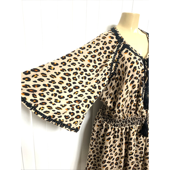Kobi Halperin Dress Mini Leopard Silk Animal Natural Tassel Silk 3/4 Sle… - Picture 6 of 10
